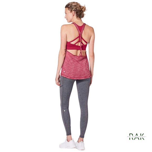 LULULEMON "Twist and Toil" Hthrd Ruby Red 2-in-1 Built-In Bra Tank | US 6 | $68 - Picture 1 of 8
